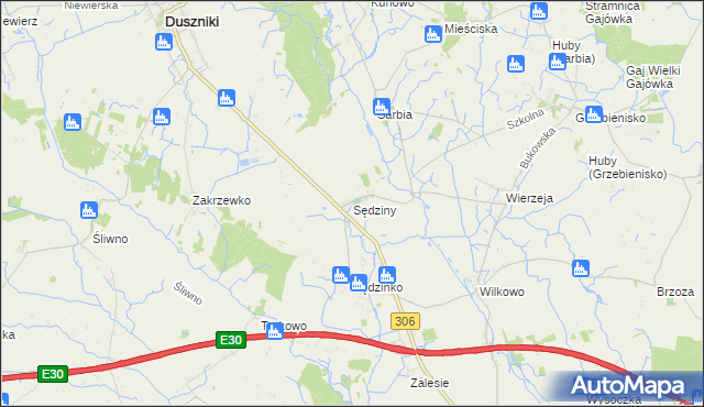 mapa Sędziny, Sędziny na mapie Targeo