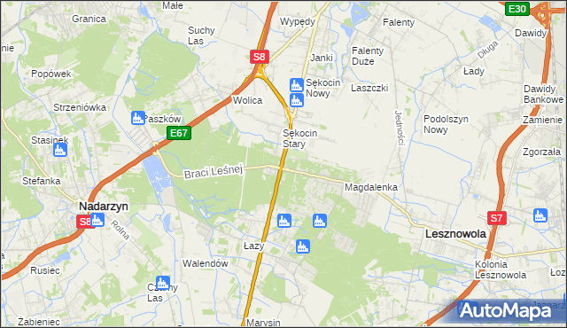 mapa Sękocin-Las, Sękocin-Las na mapie Targeo