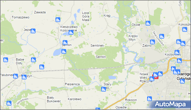 mapa Semlin gmina Starogard Gdański, Semlin gmina Starogard Gdański na mapie Targeo