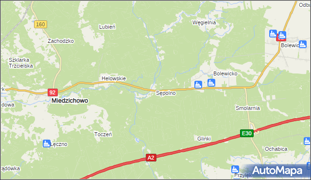 mapa Sępolno gmina Miedzichowo, Sępolno gmina Miedzichowo na mapie Targeo