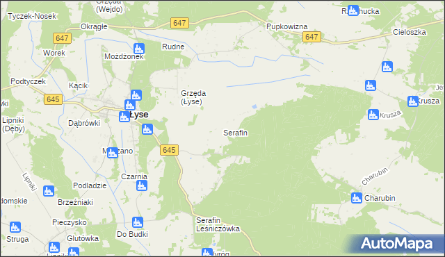 mapa Serafin gmina Łyse, Serafin gmina Łyse na mapie Targeo