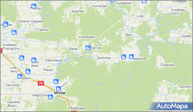 mapa Serbinów, Serbinów na mapie Targeo