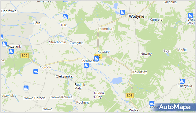 mapa Seroczyn gmina Wodynie, Seroczyn gmina Wodynie na mapie Targeo