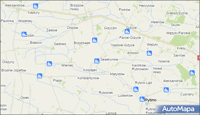 mapa Sewerynów gmina Iłów, Sewerynów gmina Iłów na mapie Targeo