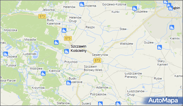 mapa Sewerynów gmina Szczawin Kościelny, Sewerynów gmina Szczawin Kościelny na mapie Targeo