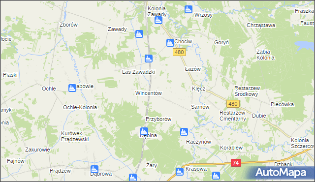 mapa Sewerynów gmina Widawa, Sewerynów gmina Widawa na mapie Targeo