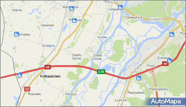 mapa Siadło Dolne, Siadło Dolne na mapie Targeo