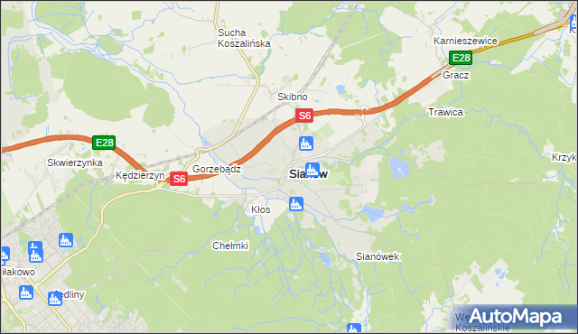 mapa Sianów, Sianów na mapie Targeo