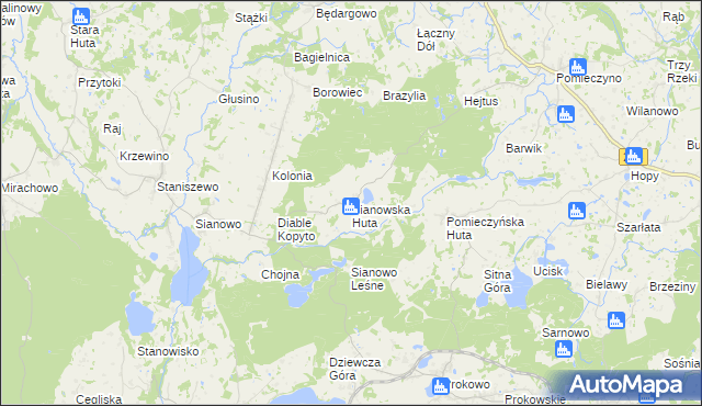 mapa Sianowska Huta, Sianowska Huta na mapie Targeo