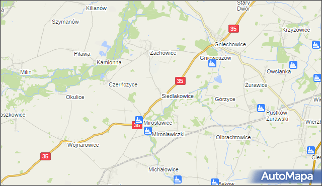 mapa Siedlakowice, Siedlakowice na mapie Targeo