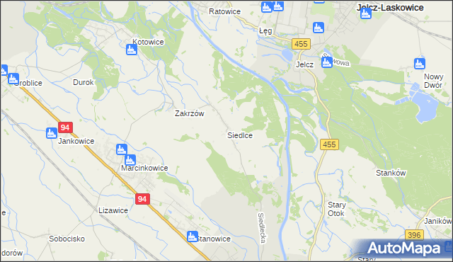 mapa Siedlce gmina Oława, Siedlce gmina Oława na mapie Targeo