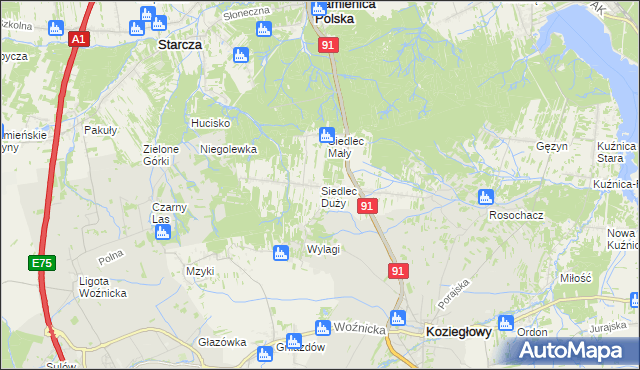 mapa Siedlec Duży, Siedlec Duży na mapie Targeo