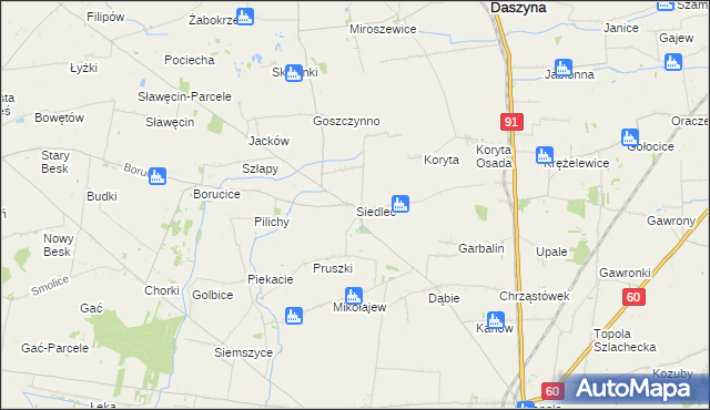 mapa Siedlec gmina Łęczyca, Siedlec gmina Łęczyca na mapie Targeo