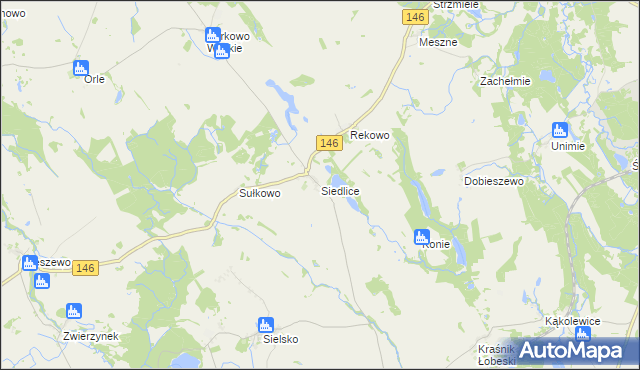 mapa Siedlice gmina Radowo Małe, Siedlice gmina Radowo Małe na mapie Targeo