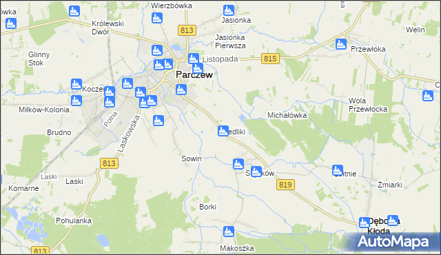 mapa Siedliki, Siedliki na mapie Targeo