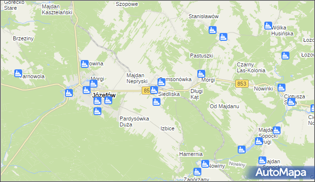 mapa Siedliska gmina Józefów, Siedliska gmina Józefów na mapie Targeo