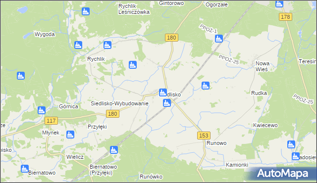 mapa Siedlisko gmina Trzcianka, Siedlisko gmina Trzcianka na mapie Targeo