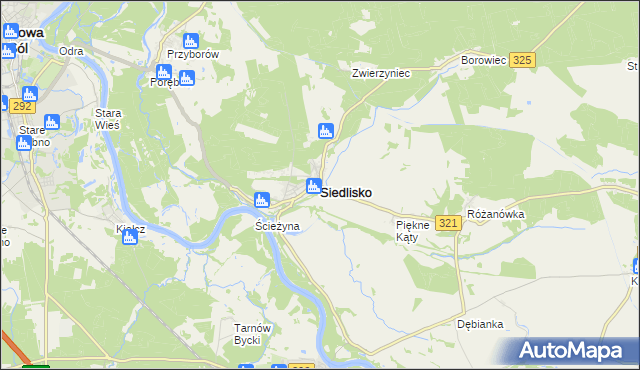 mapa Siedlisko powiat nowosolski, Siedlisko powiat nowosolski na mapie Targeo