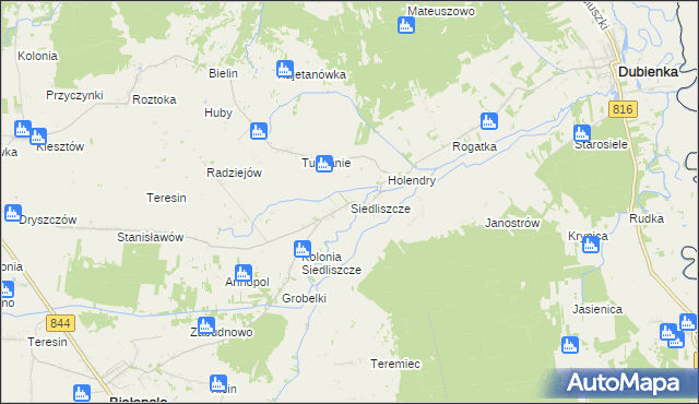 mapa Siedliszcze gmina Dubienka, Siedliszcze gmina Dubienka na mapie Targeo