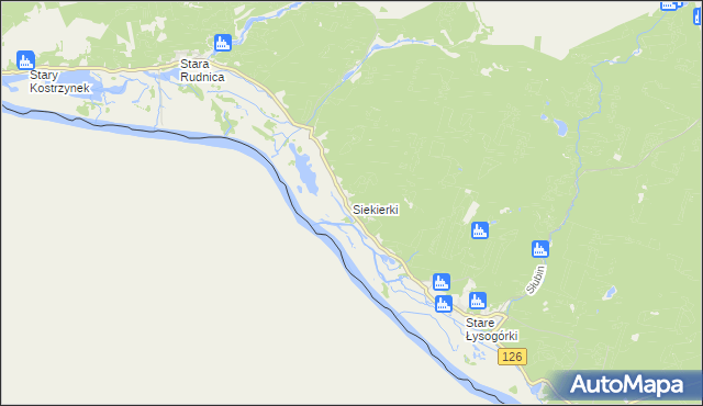 mapa Siekierki gmina Cedynia, Siekierki gmina Cedynia na mapie Targeo