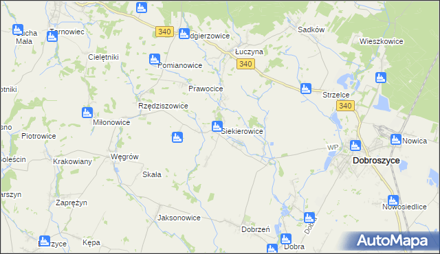 mapa Siekierowice, Siekierowice na mapie Targeo