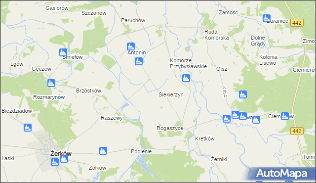 mapa Siekierzyn gmina Żerków, Siekierzyn gmina Żerków na mapie Targeo