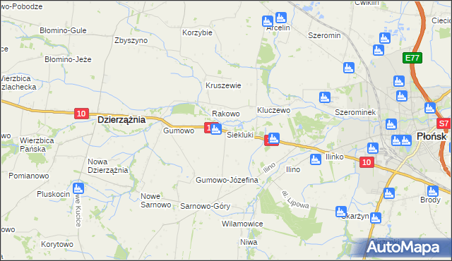 mapa Siekluki gmina Dzierzążnia, Siekluki gmina Dzierzążnia na mapie Targeo