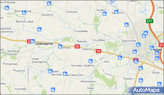 mapa Siekluki gmina Dzierzążnia, Siekluki gmina Dzierzążnia na mapie Targeo