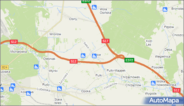 mapa Sielce gmina Końskowola, Sielce gmina Końskowola na mapie Targeo