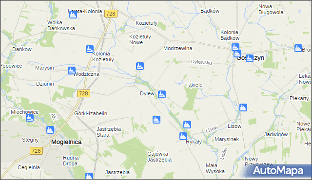 mapa Sielec gmina Goszczyn, Sielec gmina Goszczyn na mapie Targeo