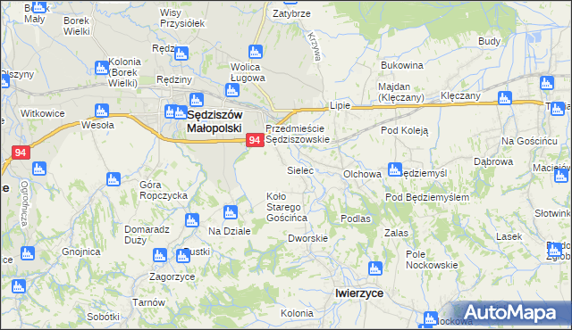 mapa Sielec gmina Iwierzyce, Sielec gmina Iwierzyce na mapie Targeo