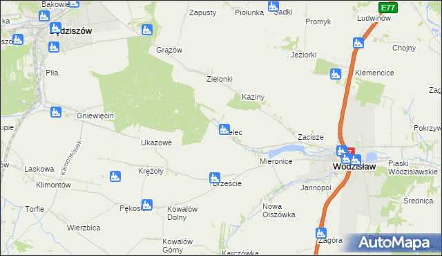 mapa Sielec gmina Wodzisław, Sielec gmina Wodzisław na mapie Targeo