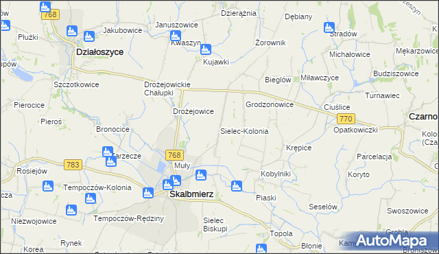 mapa Sielec-Kolonia, Sielec-Kolonia na mapie Targeo