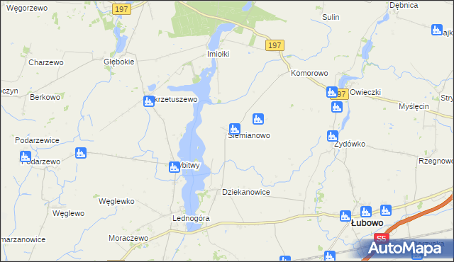 mapa Siemianowo gmina Łubowo, Siemianowo gmina Łubowo na mapie Targeo