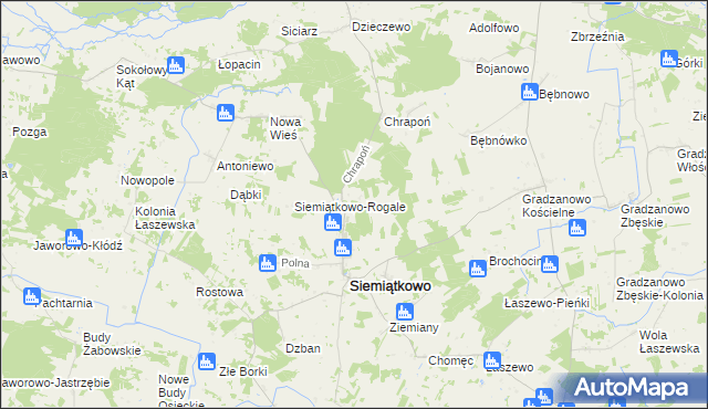 mapa Siemiątkowo-Kosmy, Siemiątkowo-Kosmy na mapie Targeo