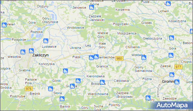 mapa Siemiechów gmina Gromnik, Siemiechów gmina Gromnik na mapie Targeo