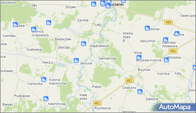 mapa Siemiechów gmina Widawa, Siemiechów gmina Widawa na mapie Targeo