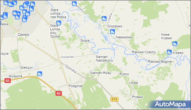 mapa Siemień Nadrzeczny, Siemień Nadrzeczny na mapie Targeo