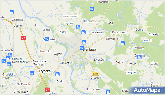 mapa Sieniawa powiat przeworski, Sieniawa powiat przeworski na mapie Targeo