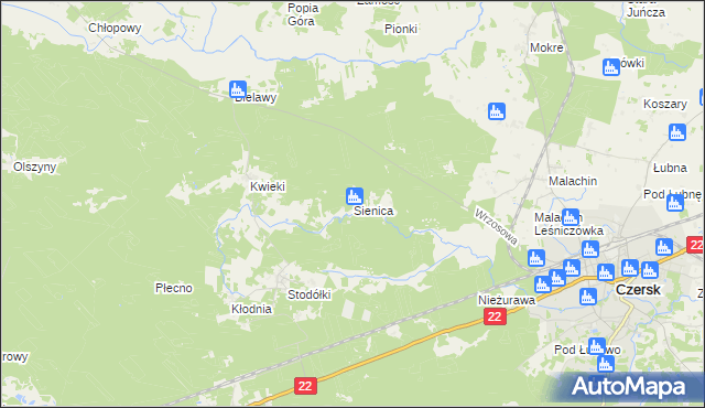 mapa Sienica gmina Czersk, Sienica gmina Czersk na mapie Targeo