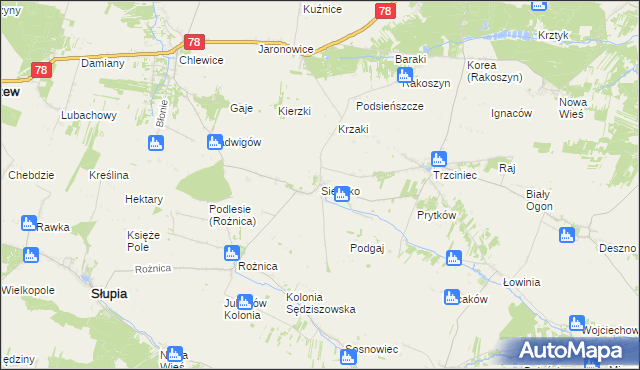 mapa Sieńsko, Sieńsko na mapie Targeo