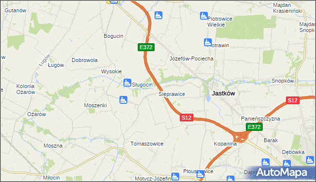 mapa Sieprawice, Sieprawice na mapie Targeo