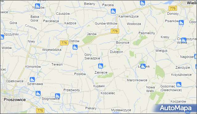 mapa Sieradzice, Sieradzice na mapie Targeo