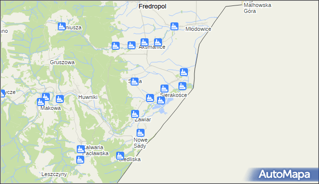 mapa Sierakośce, Sierakośce na mapie Targeo