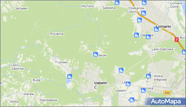 mapa Sieraków gmina Izabelin, Sieraków gmina Izabelin na mapie Targeo