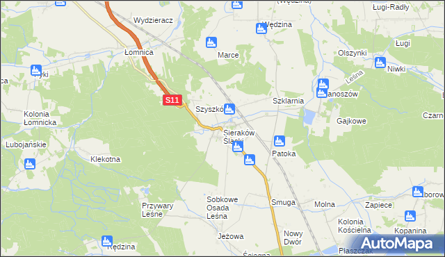 mapa Sieraków Śląski, Sieraków Śląski na mapie Targeo