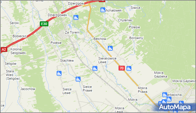 mapa Sierakowice Lewe, Sierakowice Lewe na mapie Targeo