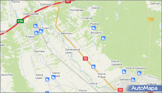 mapa Sierakowice Prawe, Sierakowice Prawe na mapie Targeo