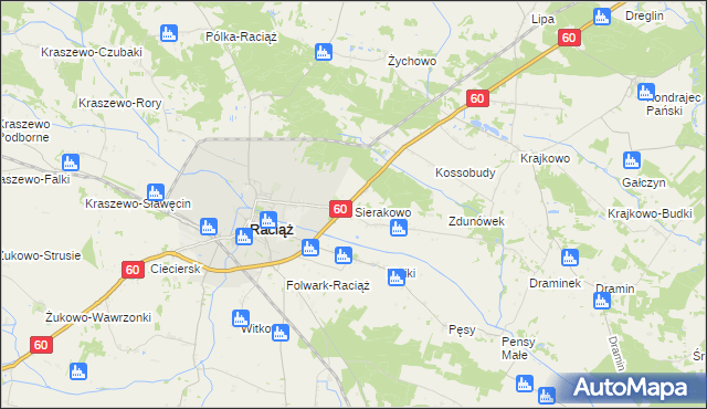 mapa Sierakowo gmina Raciąż, Sierakowo gmina Raciąż na mapie Targeo