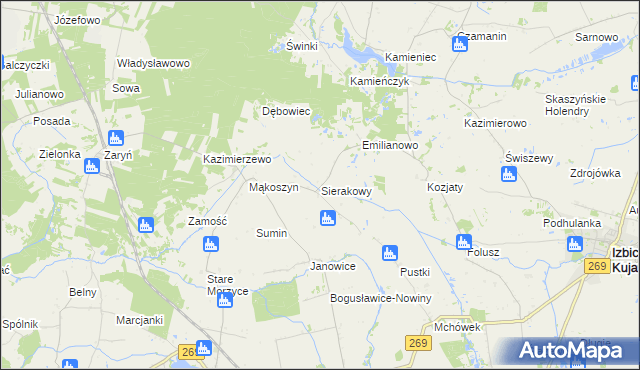 mapa Sierakowy, Sierakowy na mapie Targeo